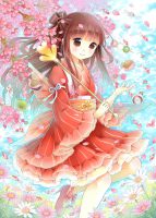 うちの金魚水槽に桜が咲きました　（2020年3月作成）