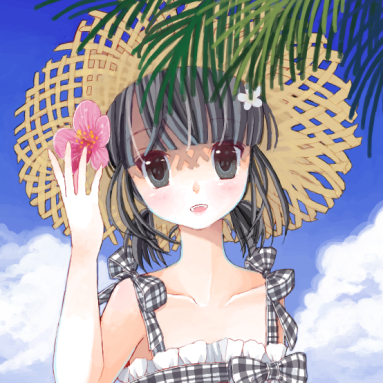 ワンピースの水着と麦藁帽子（オリジナル）　2010年5月作成　drawrのイラスト