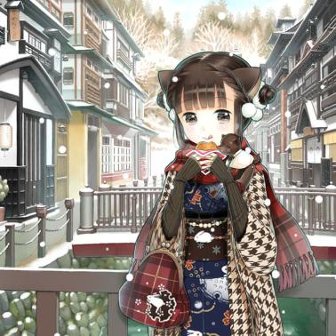 雪輪と千鳥格子 -温泉街にて-（2021年1月作成）